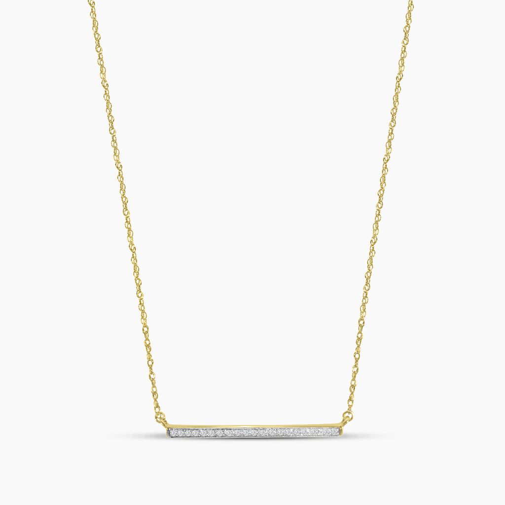 Classic 4 Prong 0.10 Ctw Diamond Bar Necklace with Chain