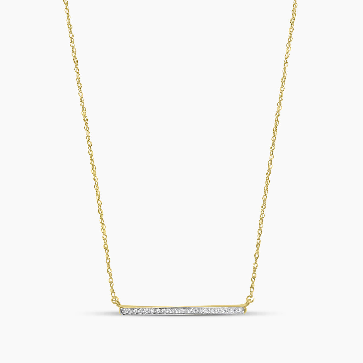 Classic 4 Prong 0.10 Ctw Diamond Bar Necklace with Chain