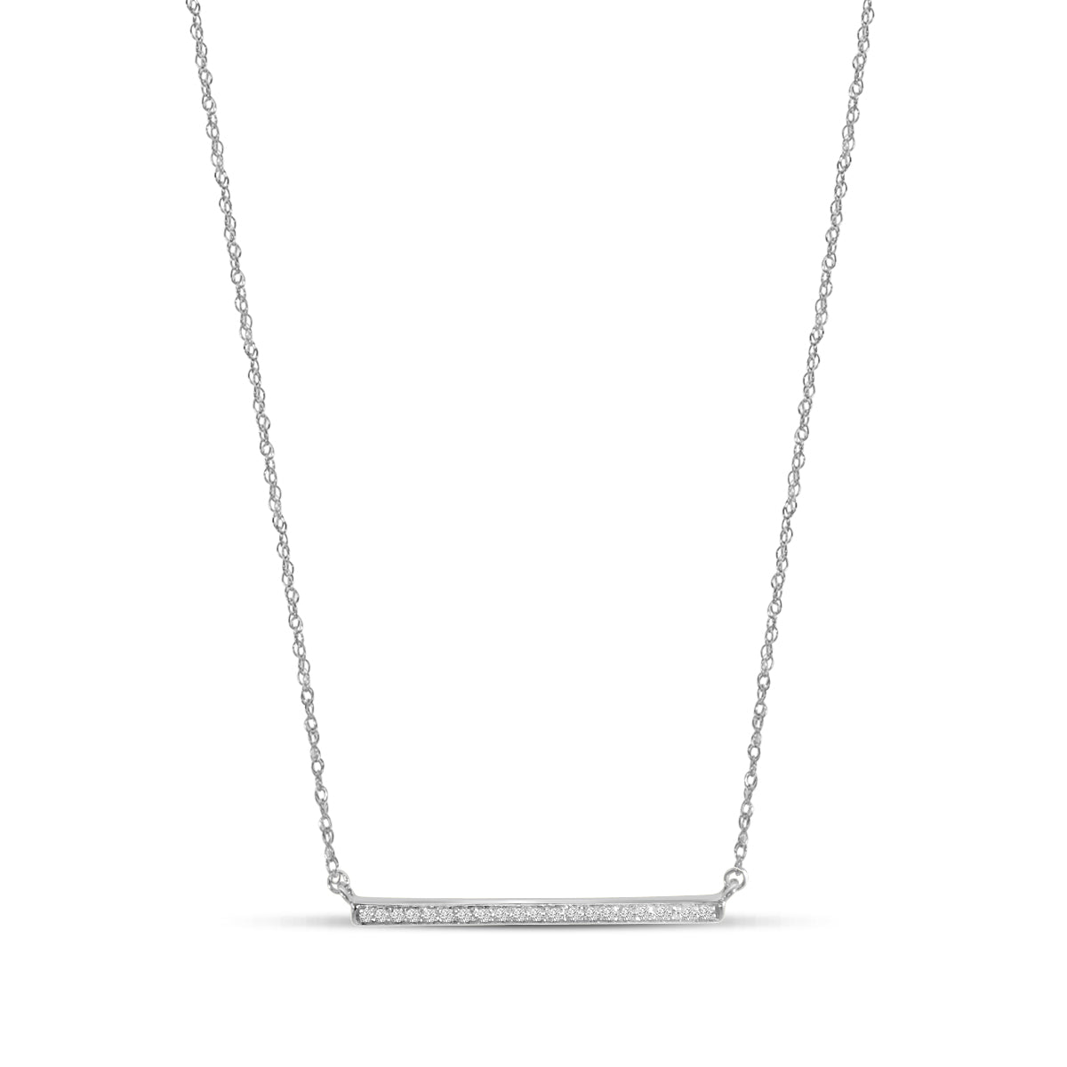 Classic 4 Prong 0.10 Ctw Diamond Bar Necklace with Chain