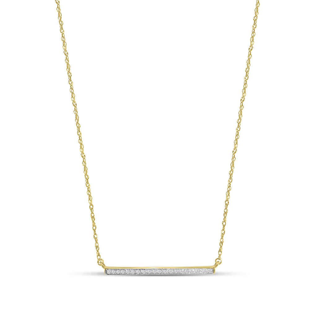 Classic 4 Prong 0.10 Ctw Diamond Bar Necklace with Chain