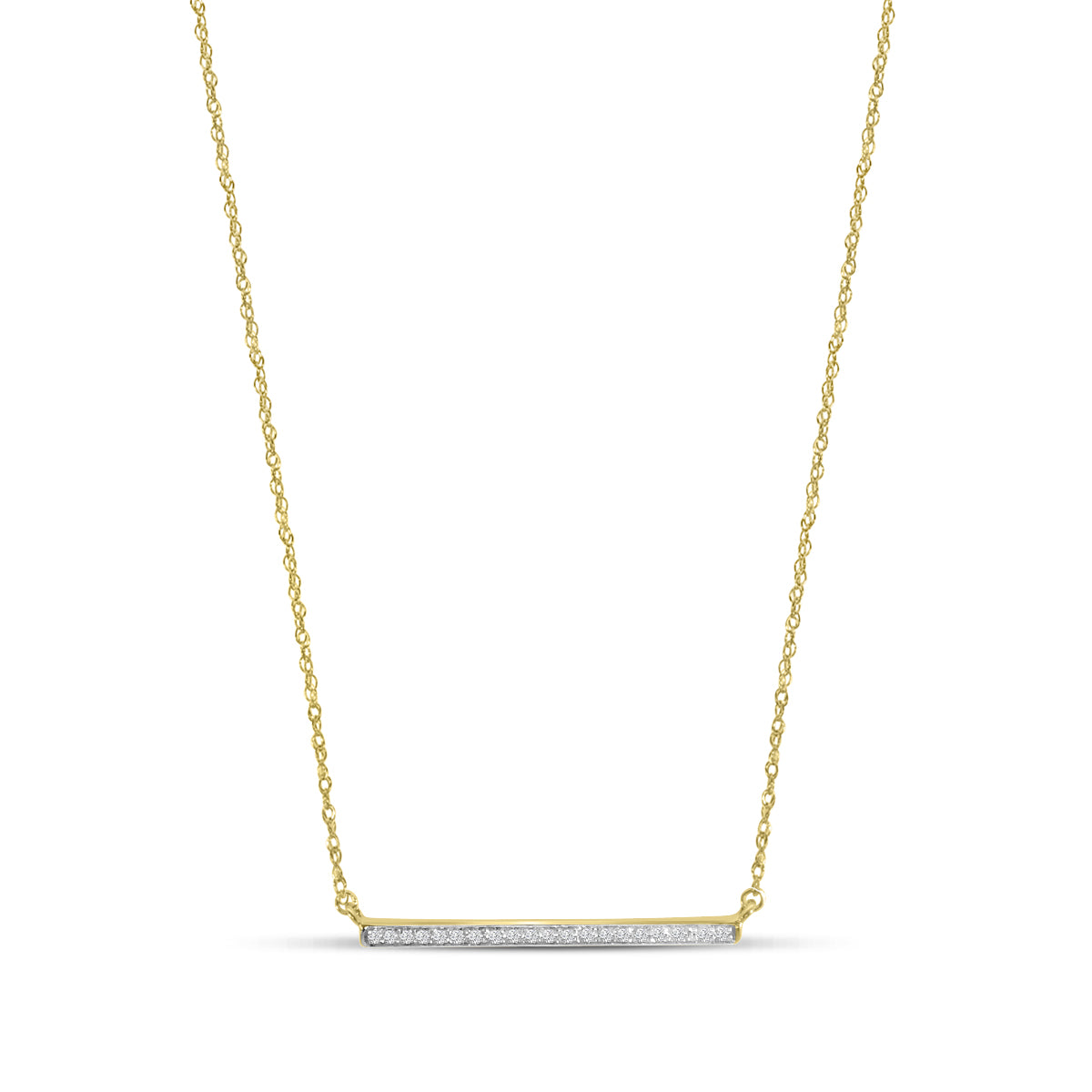 Classic 4 Prong 0.10 Ctw Diamond Bar Necklace with Chain