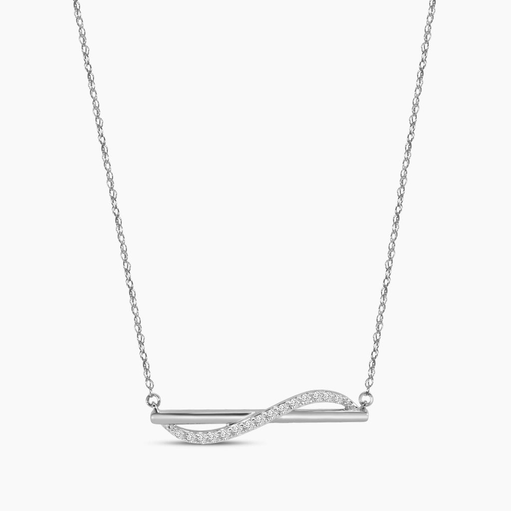 Classic 4 Prong 0.10 Ctw Diamond Fashion Bar Necklace with Chain