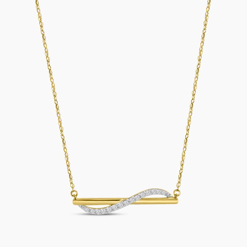 Classic 4 Prong 0.10 Ctw Diamond Fashion Bar Necklace with Chain