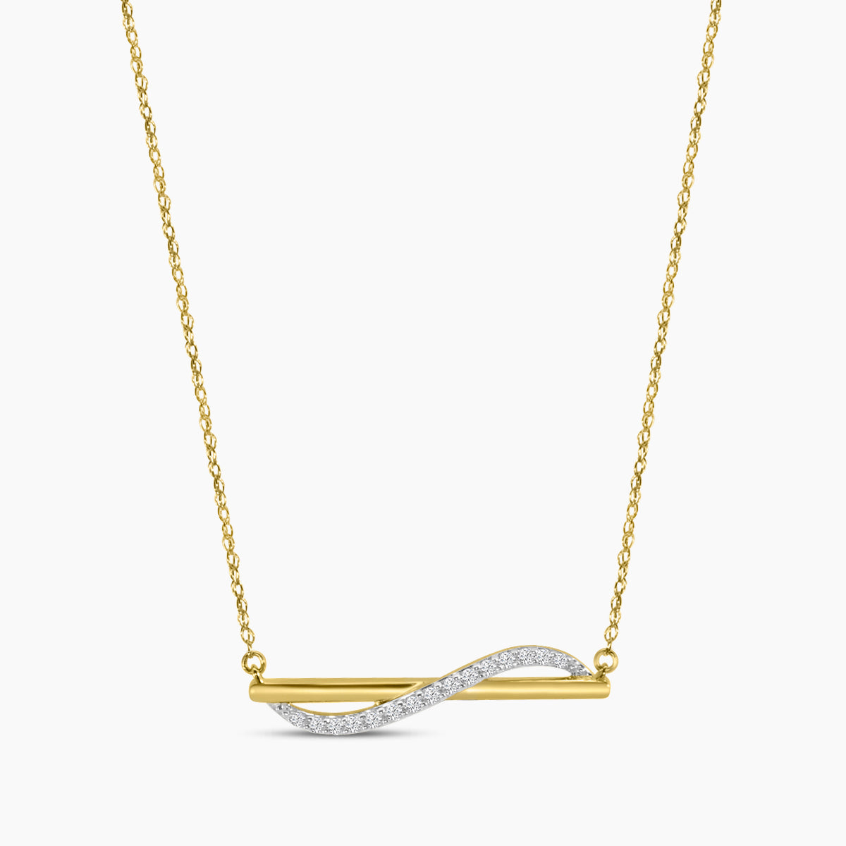 Classic 4 Prong 0.10 Ctw Diamond Fashion Bar Necklace with Chain