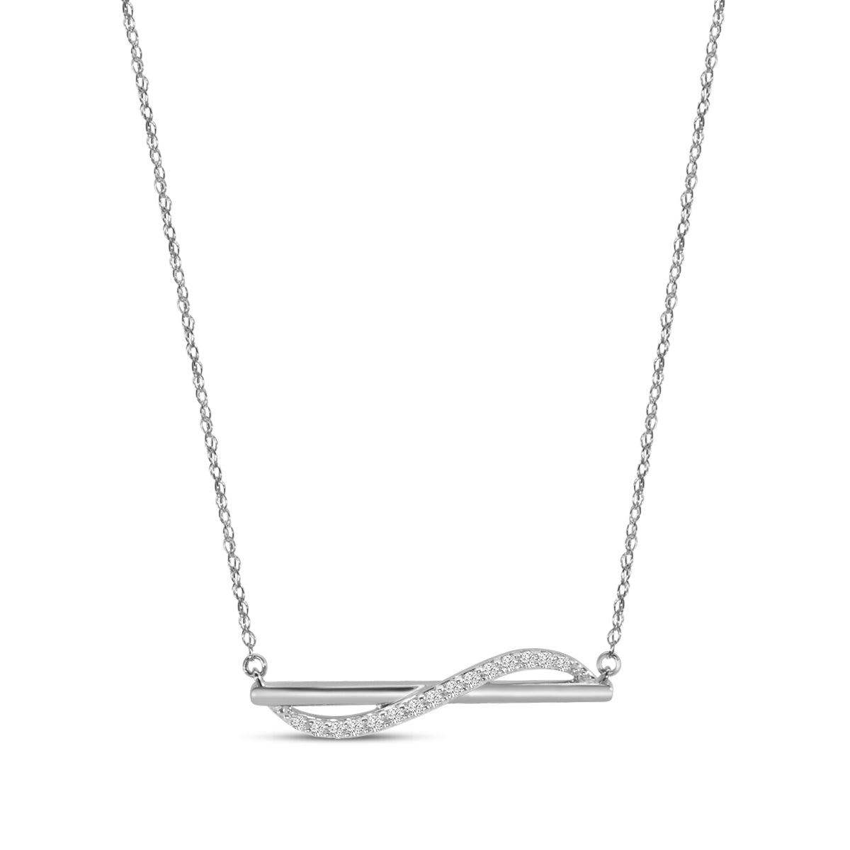 Classic 4 Prong 0.10 Ctw Diamond Fashion Bar Necklace with Chain
