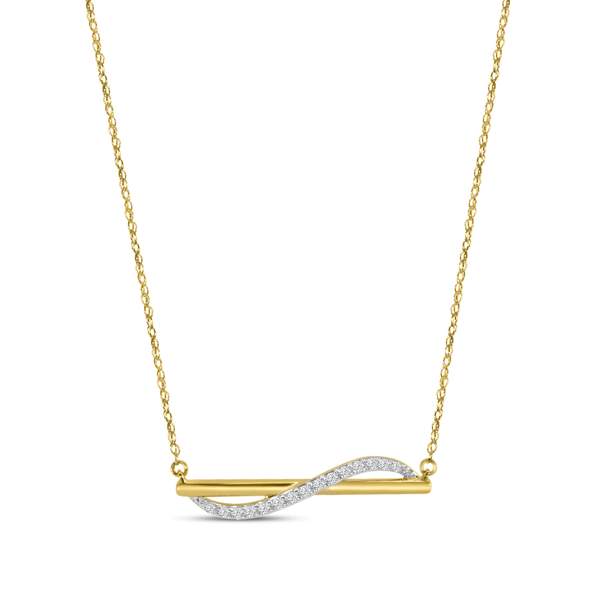 Classic 4 Prong 0.10 Ctw Diamond Fashion Bar Necklace with Chain