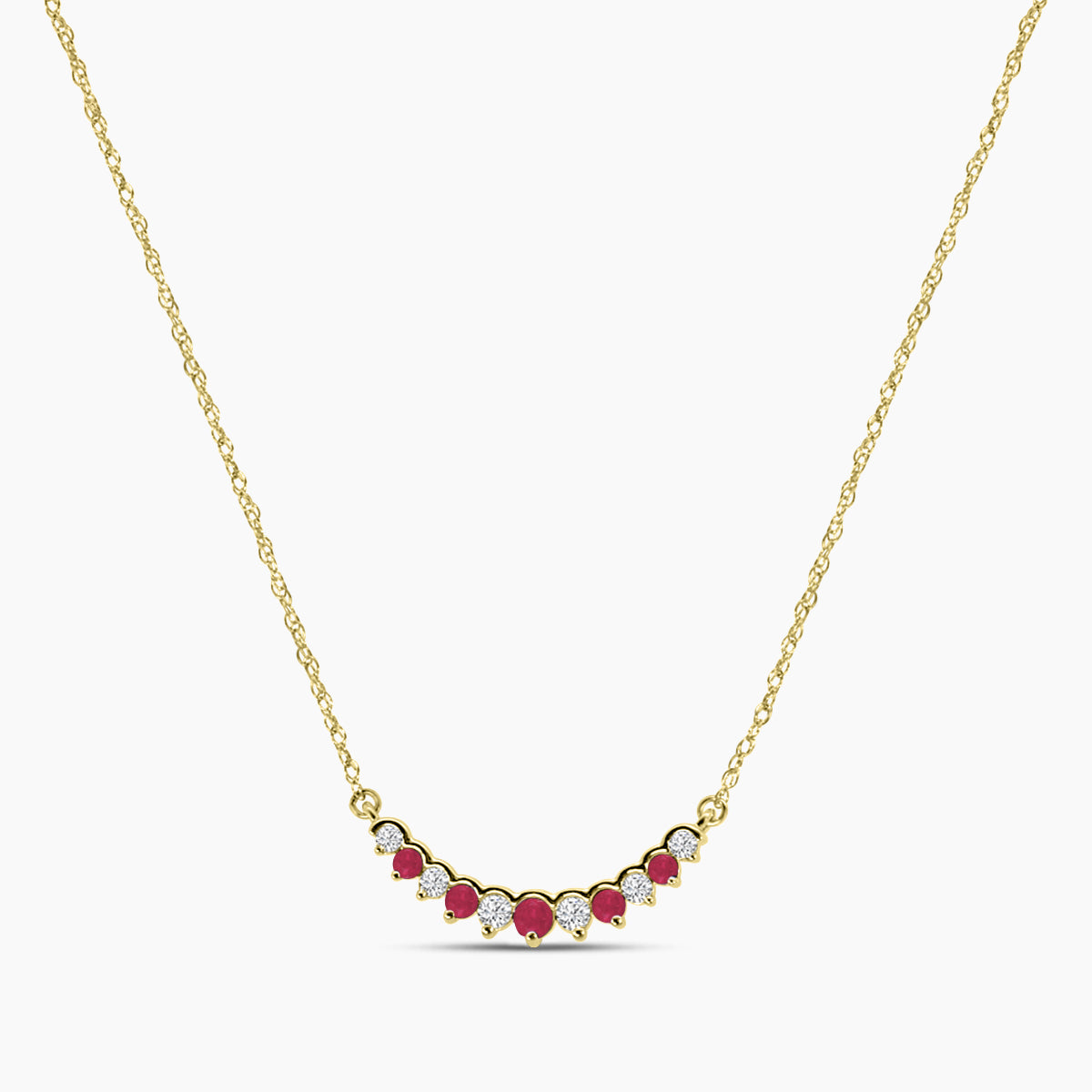 14KY 0.10 Ctw Diamond and Ruby Necklace with 0.12 Ctw Ruby