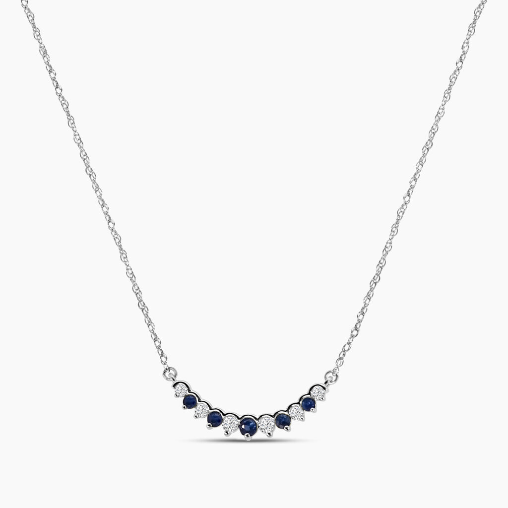 0.10 Ctw Diamond and Sapphire Necklace with 0.12 Ctw Sapphire