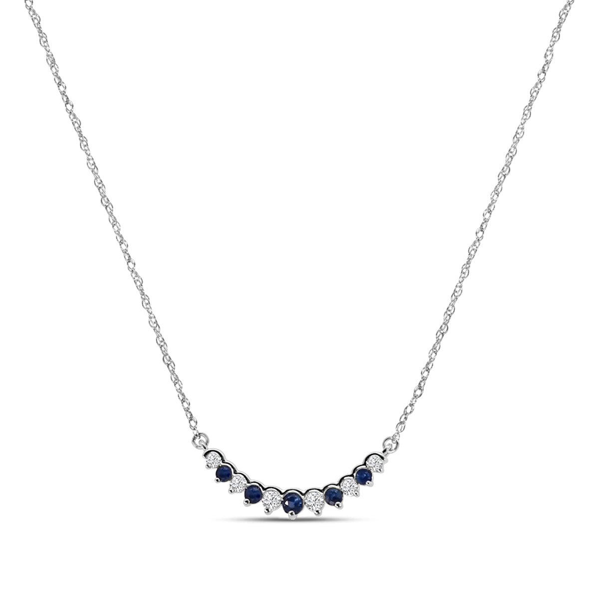 0.10 Ctw Diamond and Sapphire Necklace with 0.12 Ctw Sapphire