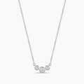 10KW 0.20 Ctw Three Stone Bezel set Diamond Pendant with Chain