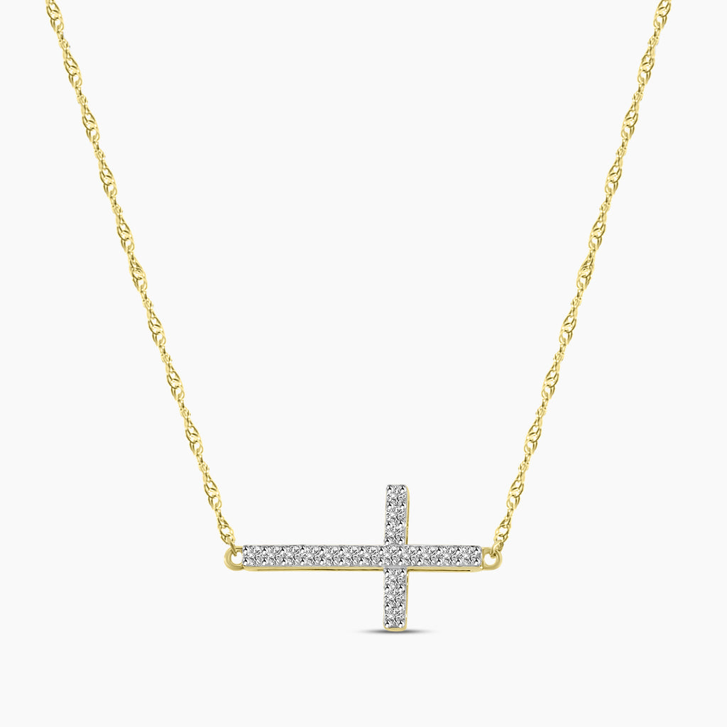 0.20 Ctw Cross Diamond Pendant with Chain
