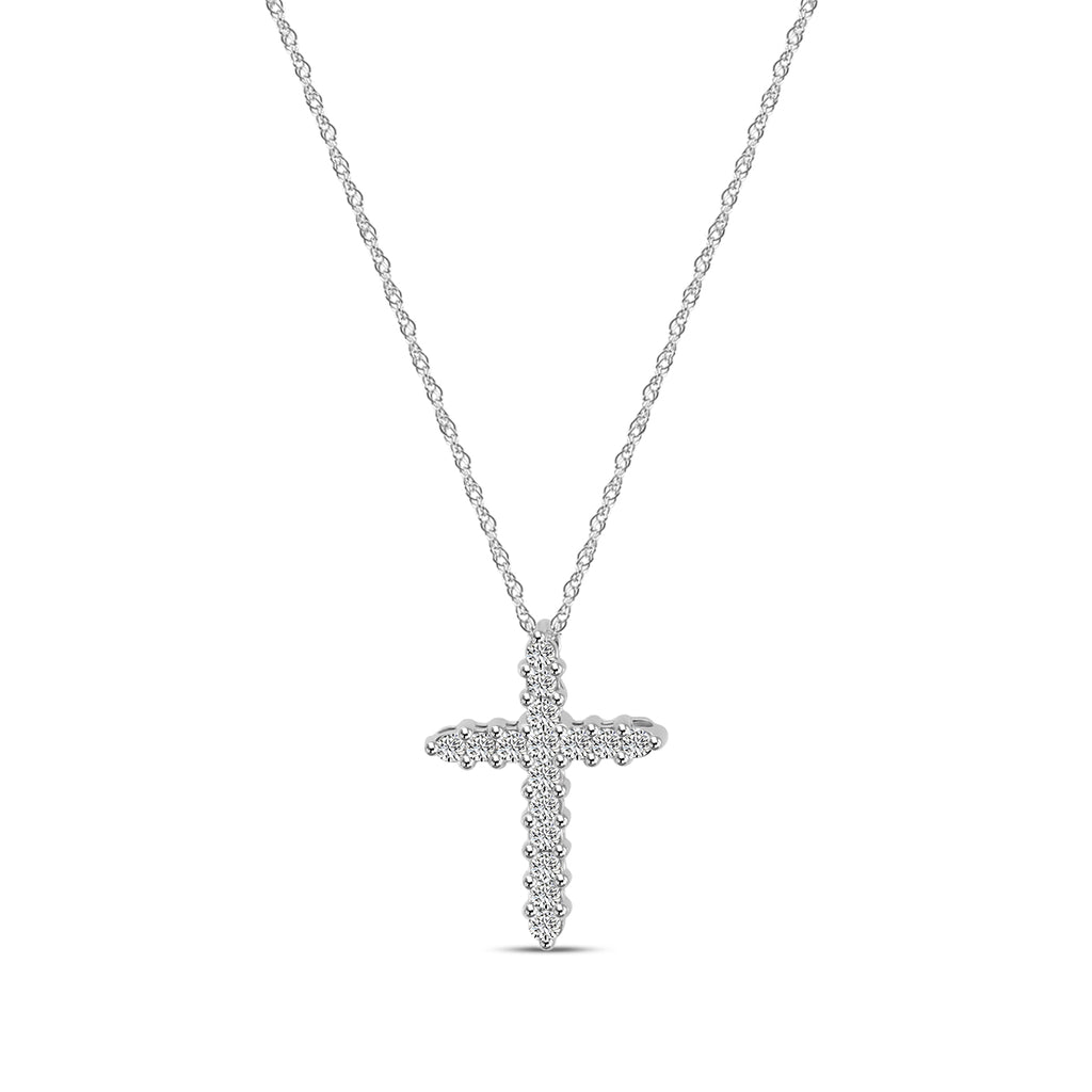 0.25 Ctw Cross Diamond Pendant with Chain