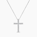 14KW 0.33 Ctw Cross Diamond Pendant with Chain in U-Prong Setting