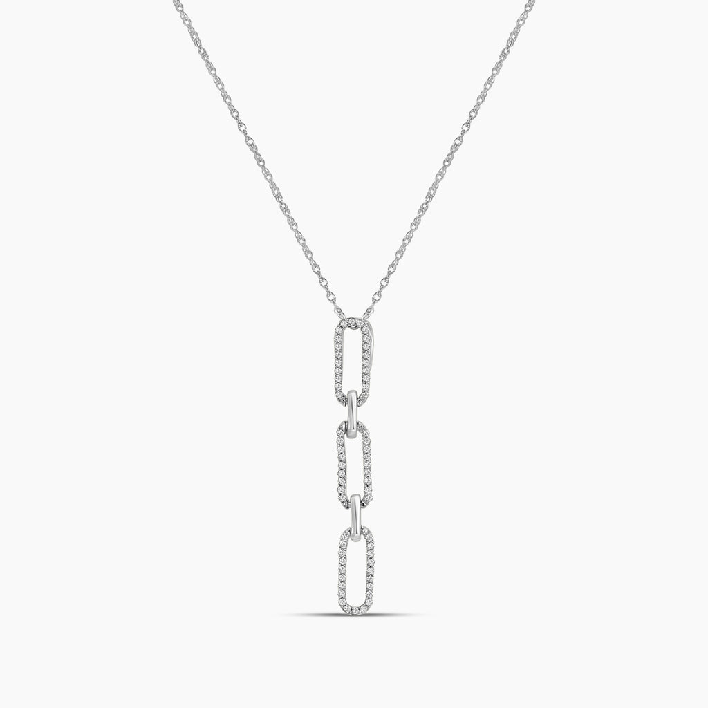 0.10 Ctw Diamond Paper Clip Pendant with Chain