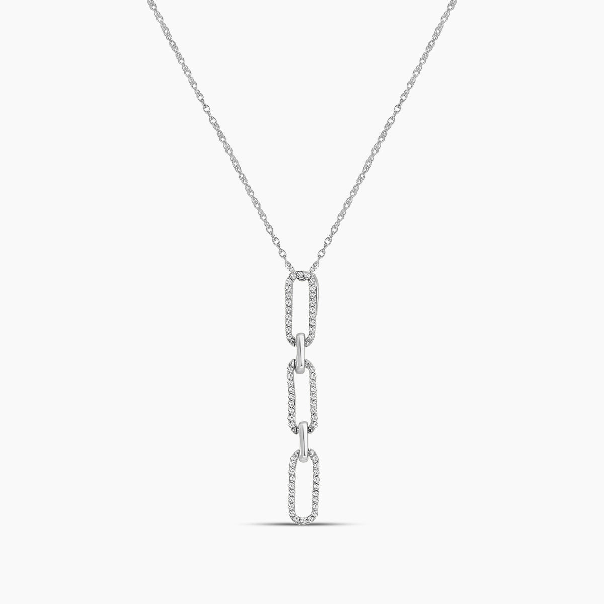 0.10 Ctw Diamond Paper Clip Pendant with Chain