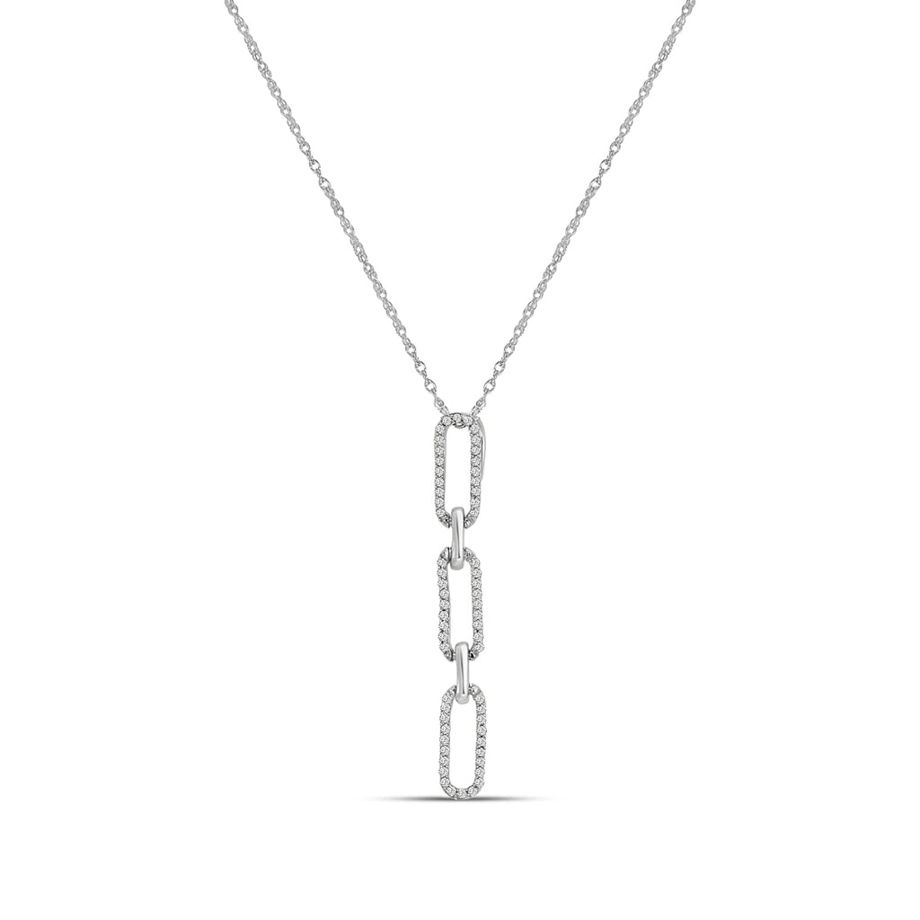 0.10 Ctw Diamond Paper Clip Pendant with Chain