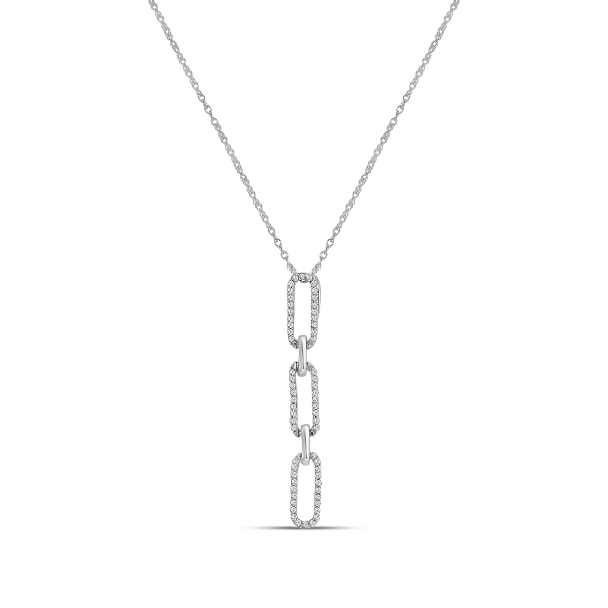 0.10 Ctw Diamond Paper Clip Pendant with Chain