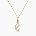 Classic Standard 4 Prong 0.27 Ctw Diamond Pickleball Pendant (0.20 Ctw Round Center) With Chain