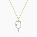 Classic Standard 4 Prong 0.42 Ctw Diamond Pickleball Pendant (0.20 Ctw Round Center) With Chain