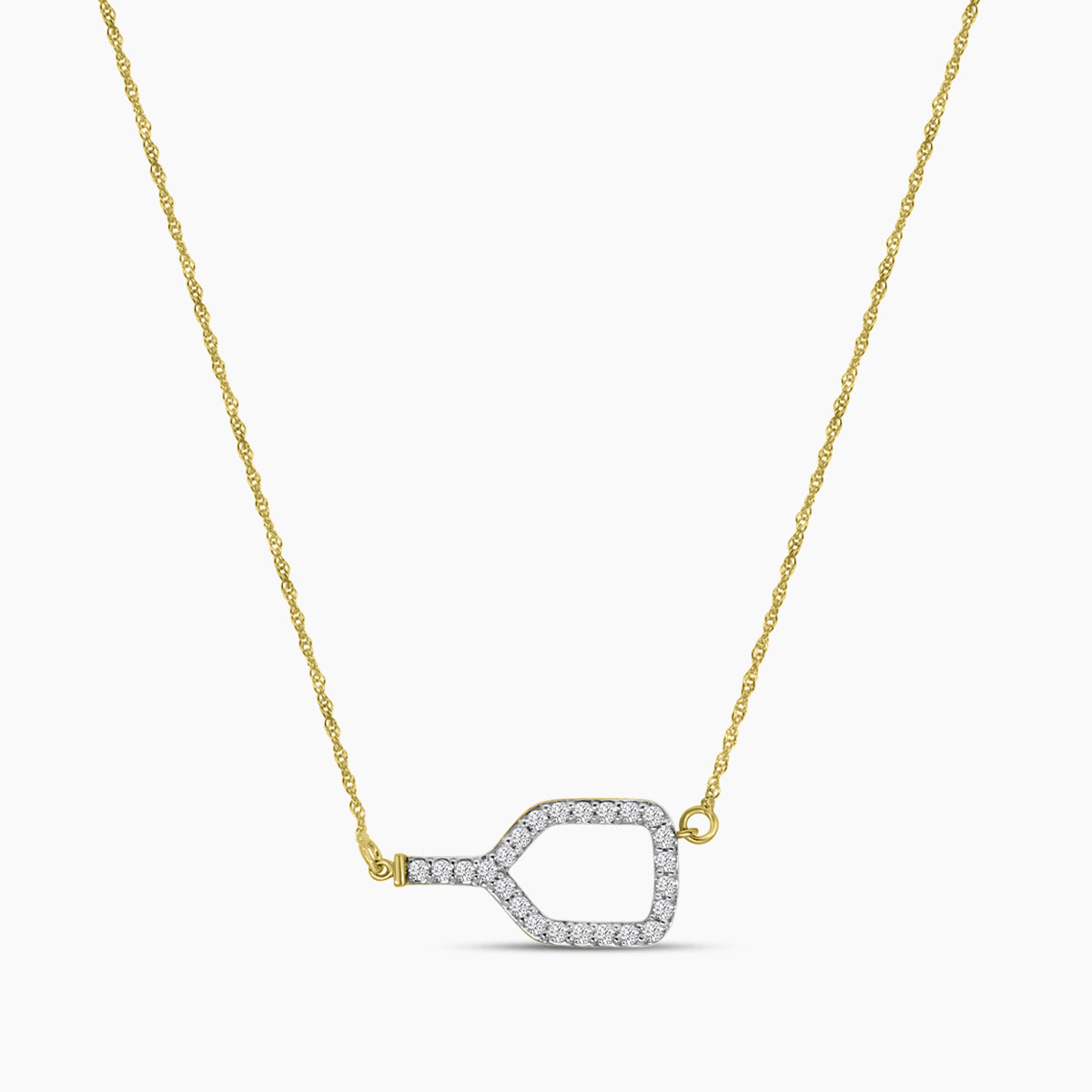 14KY Classic Standard 4 Prong 0.25 Ctw Diamond Pickleball Pendant with Chain