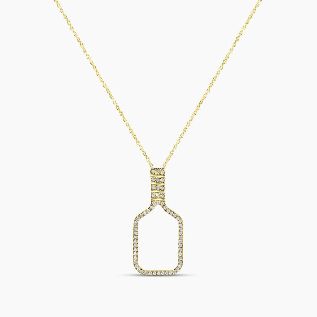 Classic Standard 4 Prong 0.24 Ctw Diamond Pickleball Pendant with Chain