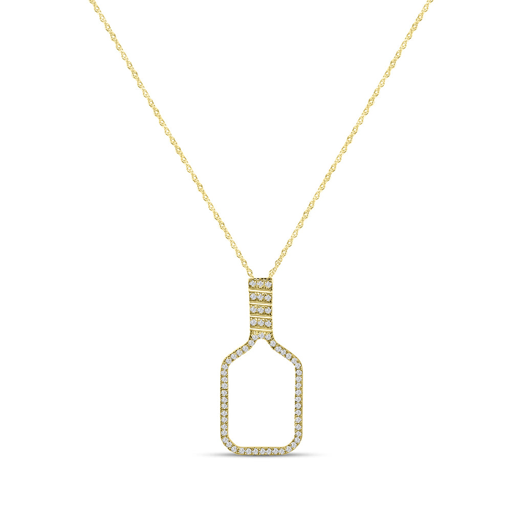 Classic Standard 4 Prong 0.24 Ctw Diamond Pickleball Pendant with Chain
