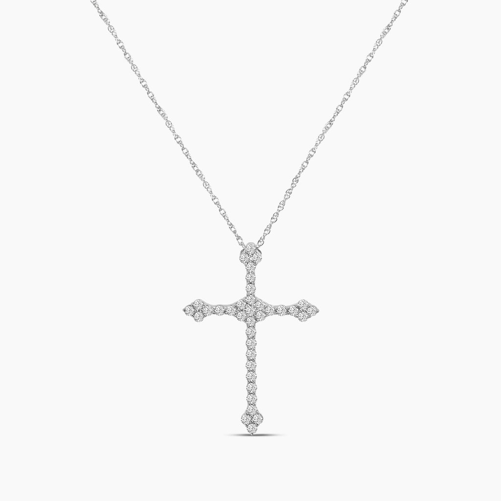 Classic 4 Prong 0.39 Ctw Diamond Cross Pendant with Chain