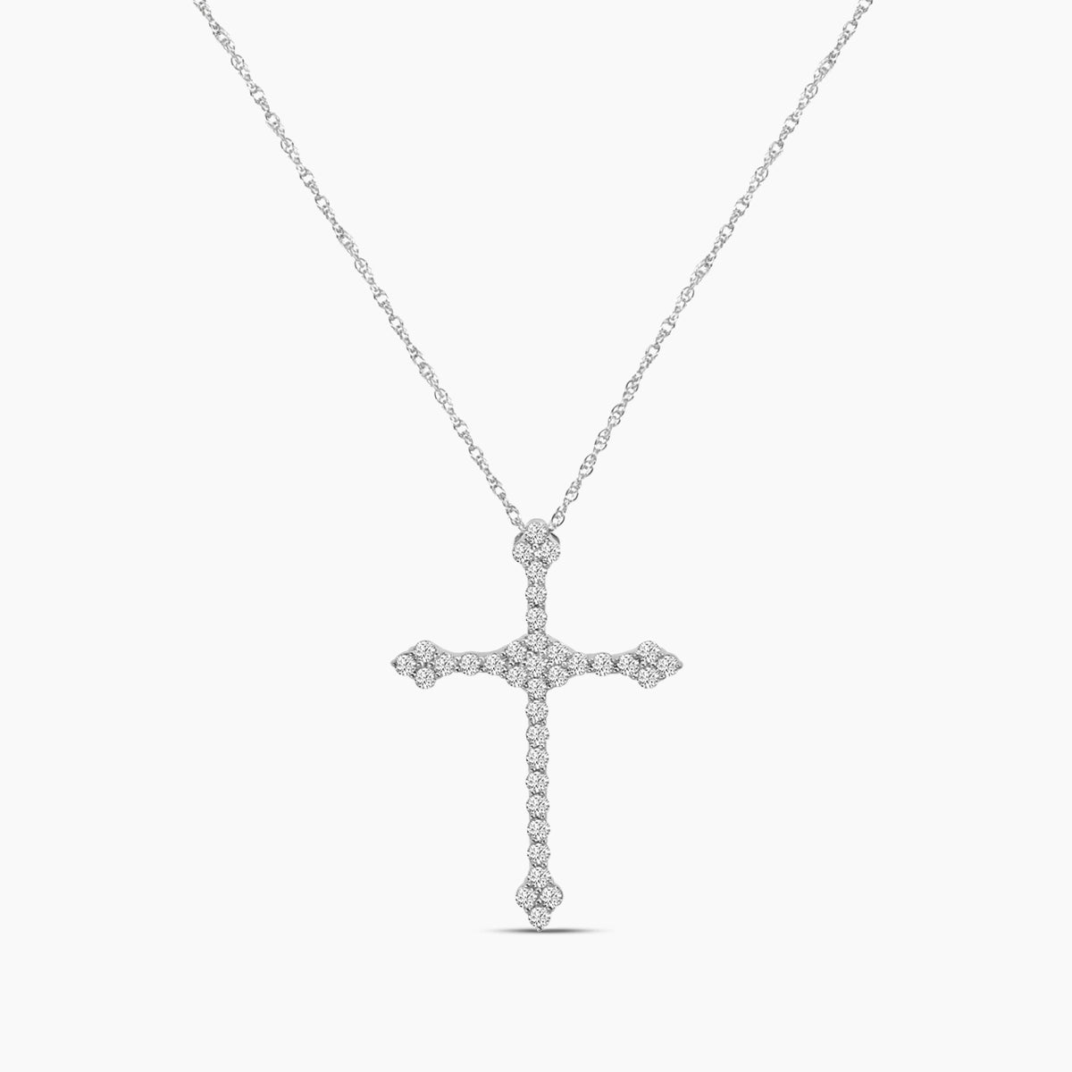 Classic 4 Prong 0.39 Ctw Diamond Cross Pendant with Chain