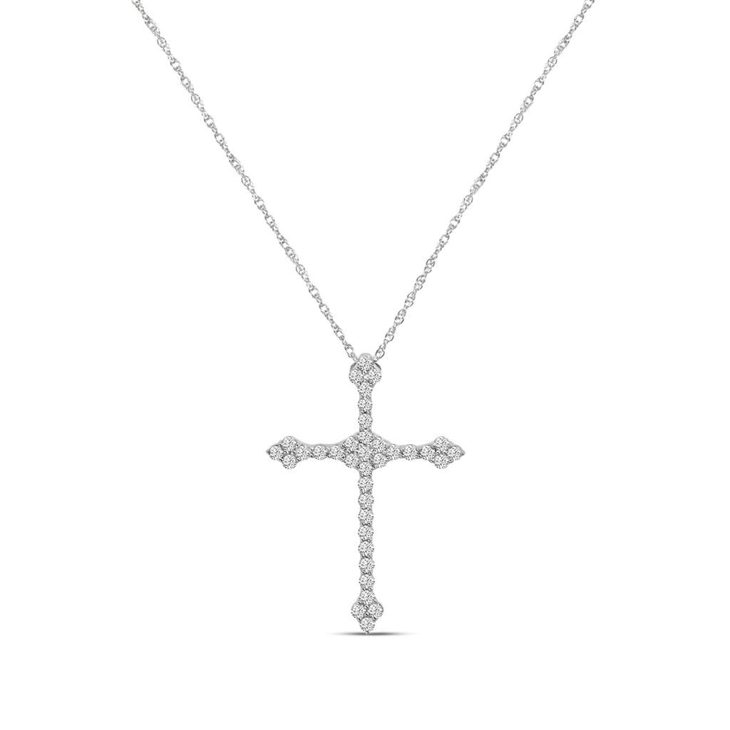Classic 4 Prong 0.39 Ctw Diamond Cross Pendant with Chain