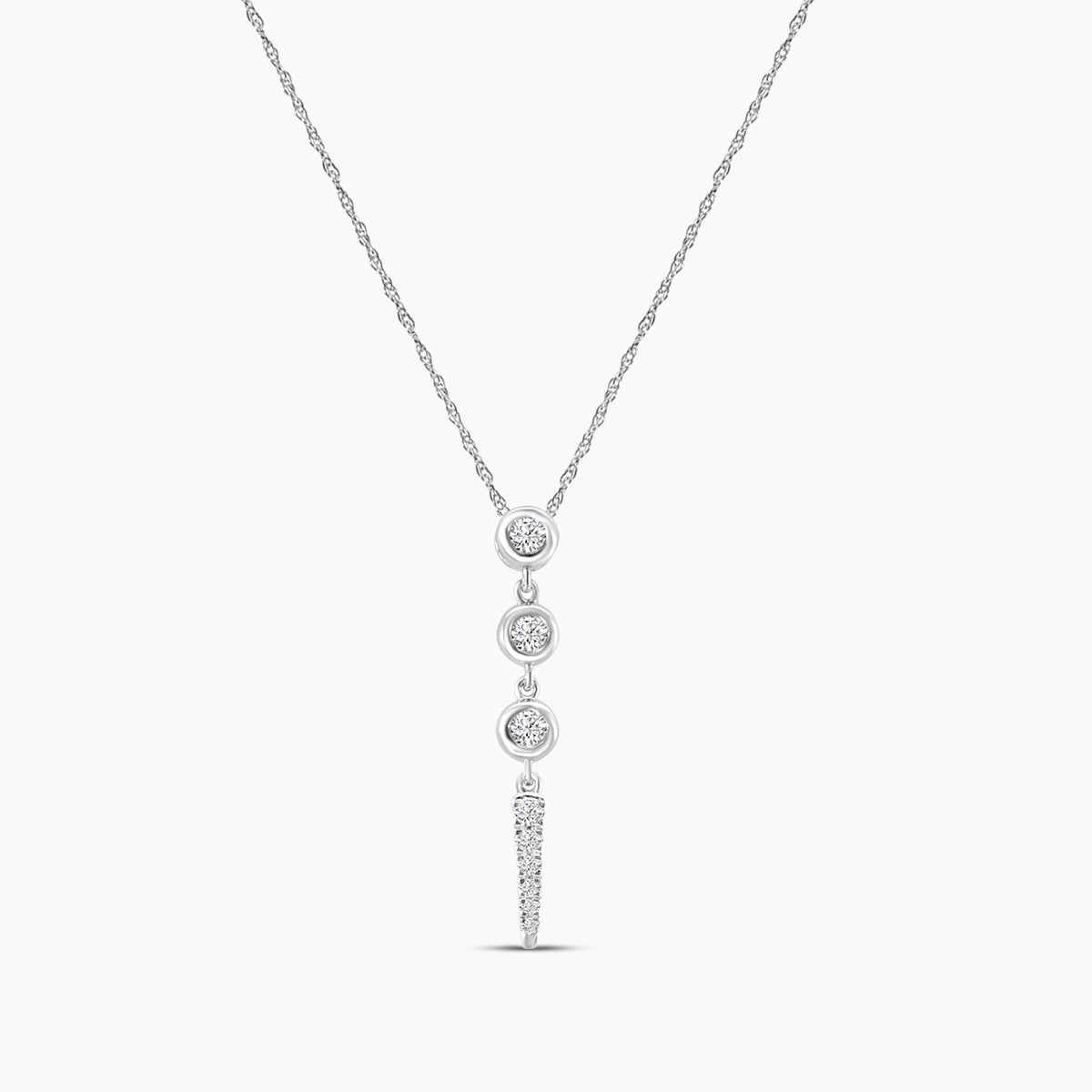 14KY 0.25 Ctw Bezle set Diamond Pendant with Chain