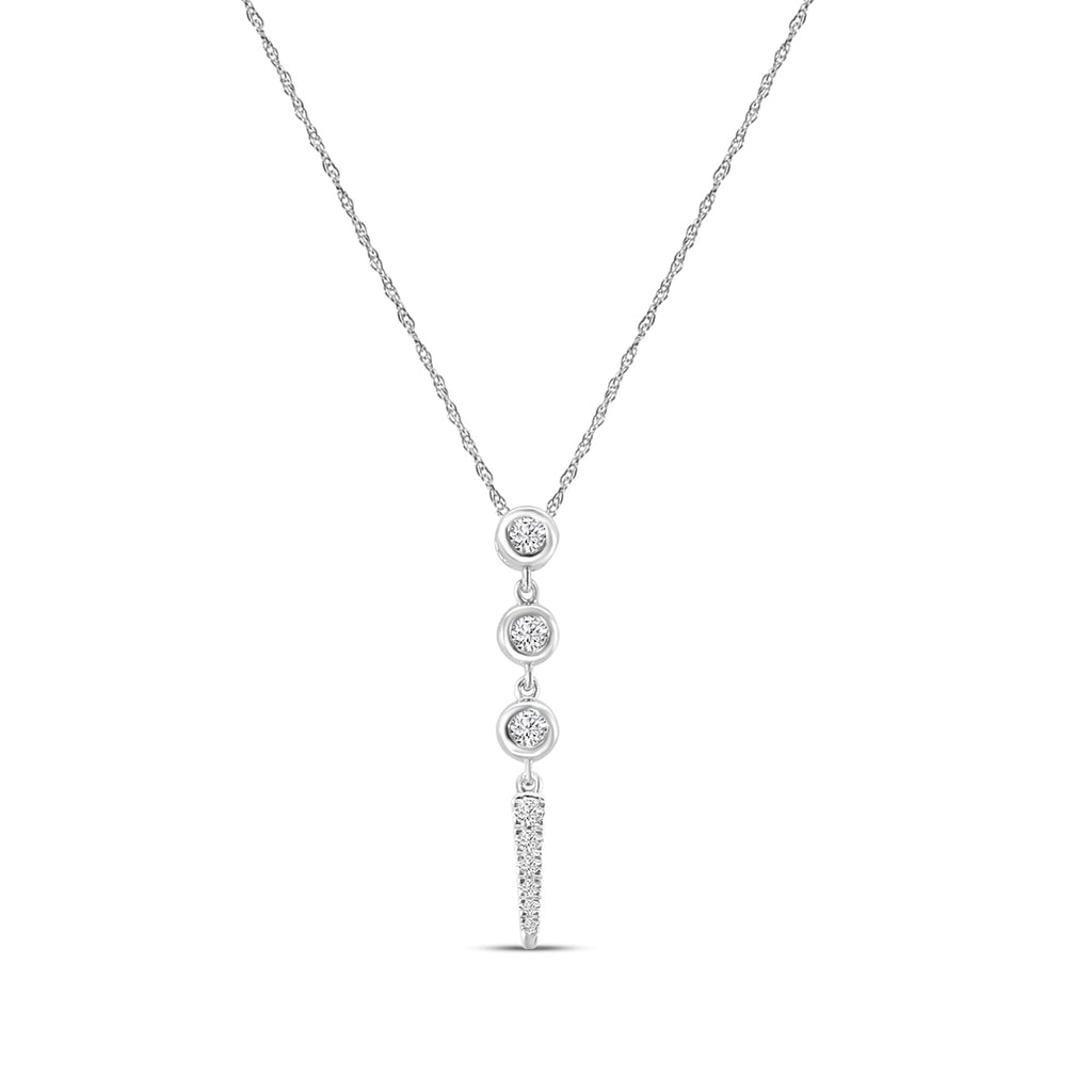 14KY 0.25 Ctw Bezle set Diamond Pendant with Chain