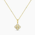 0.15 Ctw Diamond Four Petal Pendant with Chain