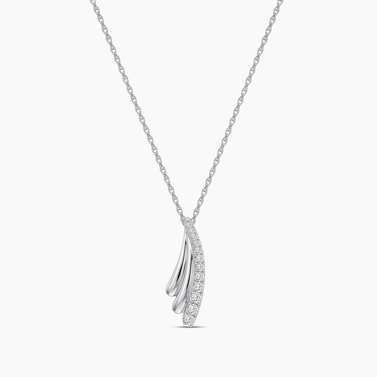 14KY 0.25 Ctw Diamond Feather shape pendant with chain