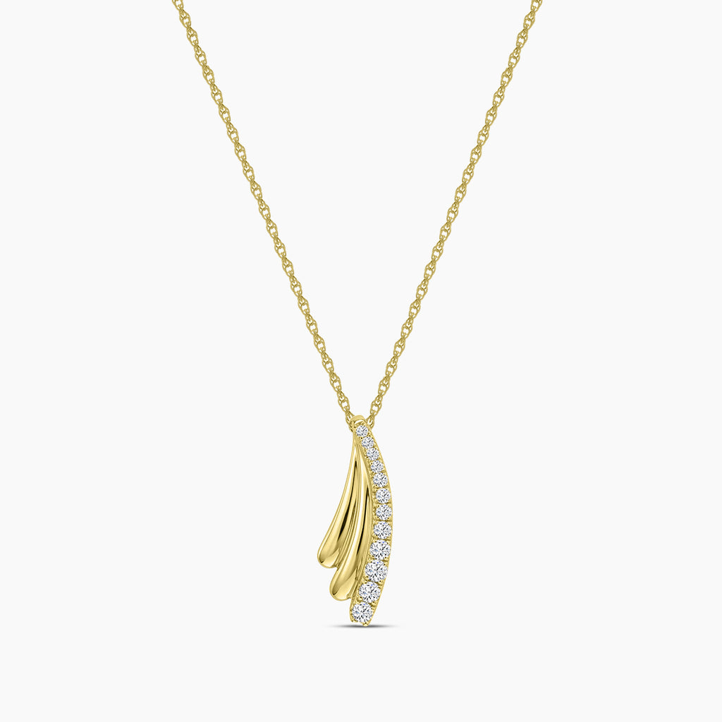 14KY 0.25 Ctw Diamond Feather shape pendant with chain