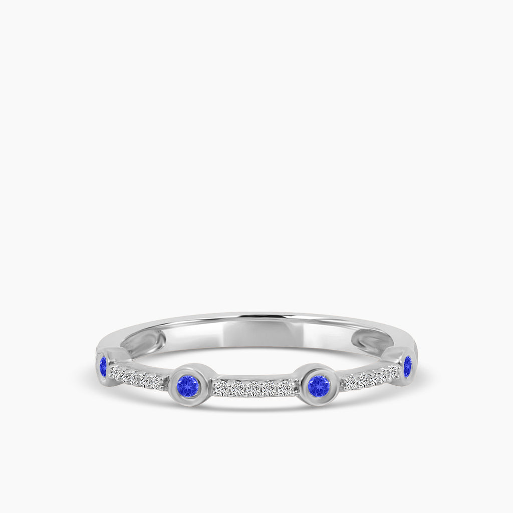 0.05 Ctw Station Diamond Band with Sapphire