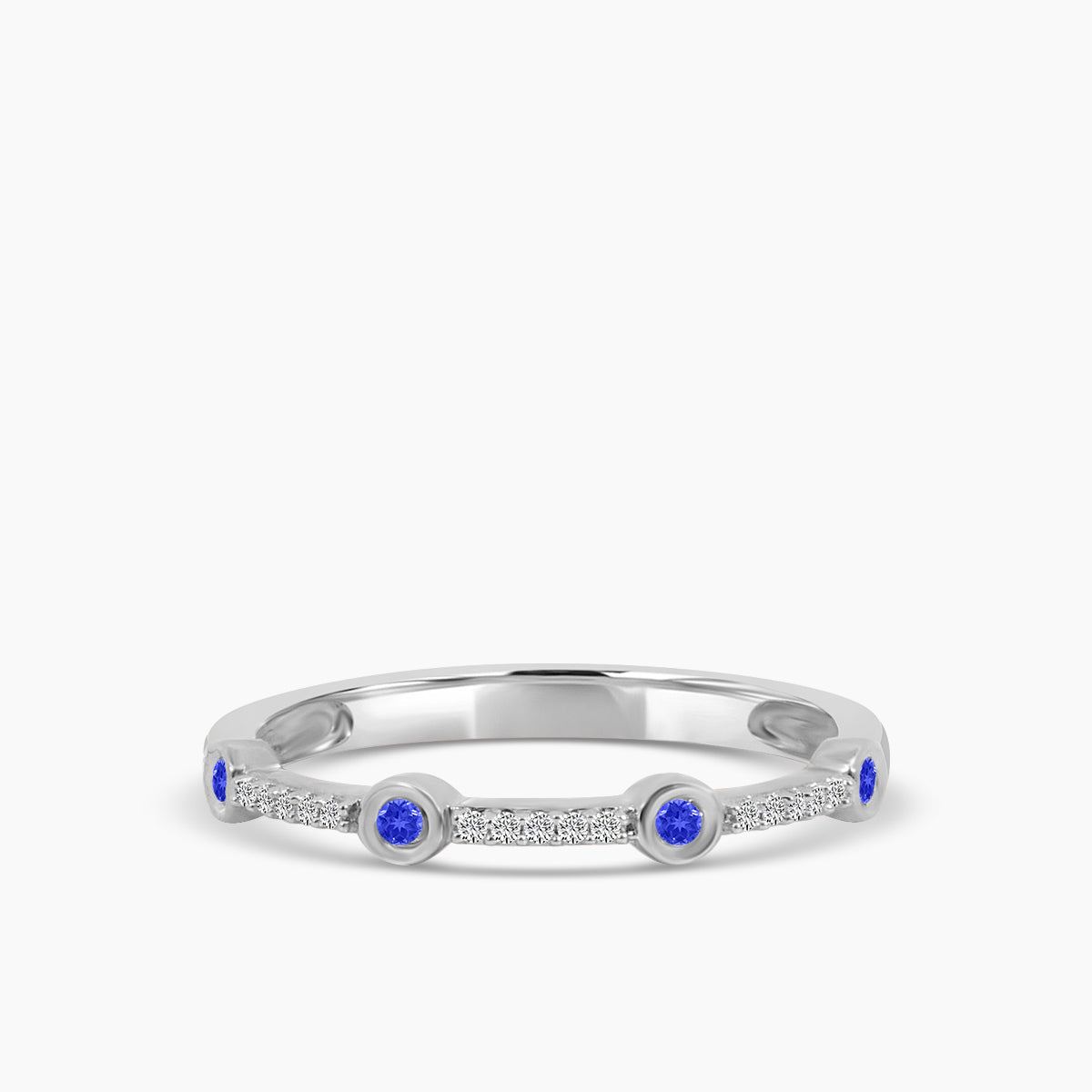 0.05 Ctw Station Diamond Band with Sapphire