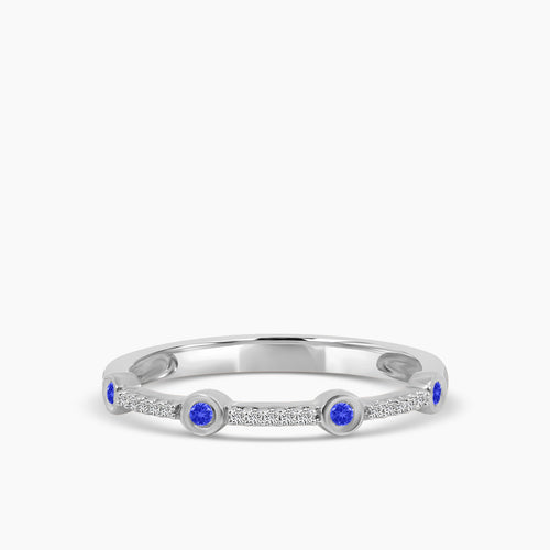 0.05 Ctw Station Diamond Band with Sapphire