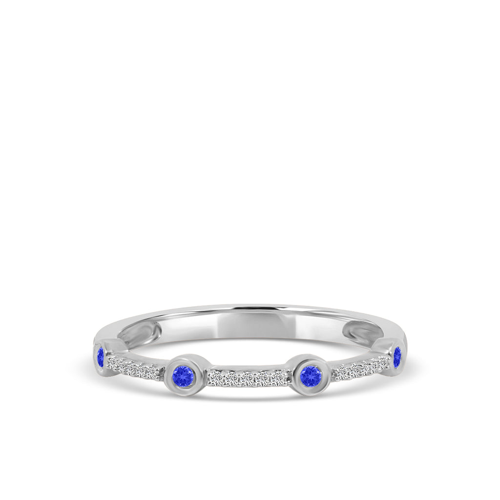0.05 Ctw Station Diamond Band with Sapphire