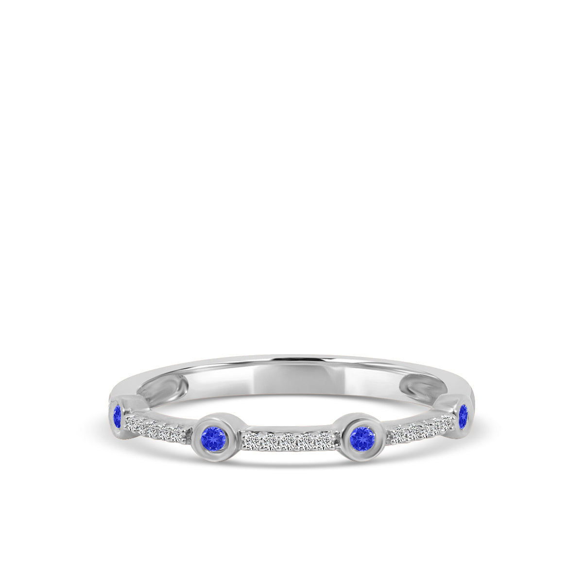 0.05 Ctw Station Diamond Band with Sapphire