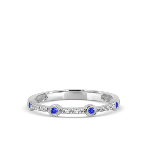 0.05 Ctw Station Diamond Band with Sapphire