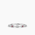 10KW 0.04 Ctw Marquise with Milgrain Diamond Band with Alt Ruby