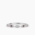 0.04 Ctw Marquise with Milgrain Diamond Band with Alt Ruby