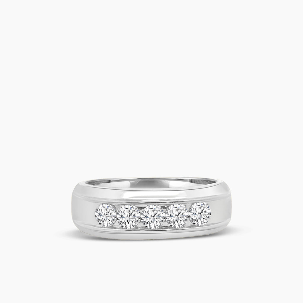 1.00 Ctw Men's Five Stone Diamond Band With Gallery