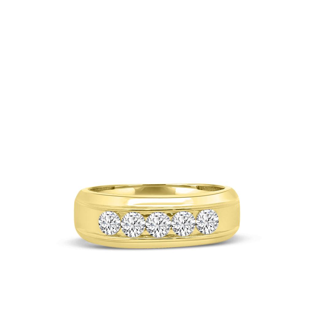 1.00 Ctw Men's Five Stone Diamond Band With Gallery