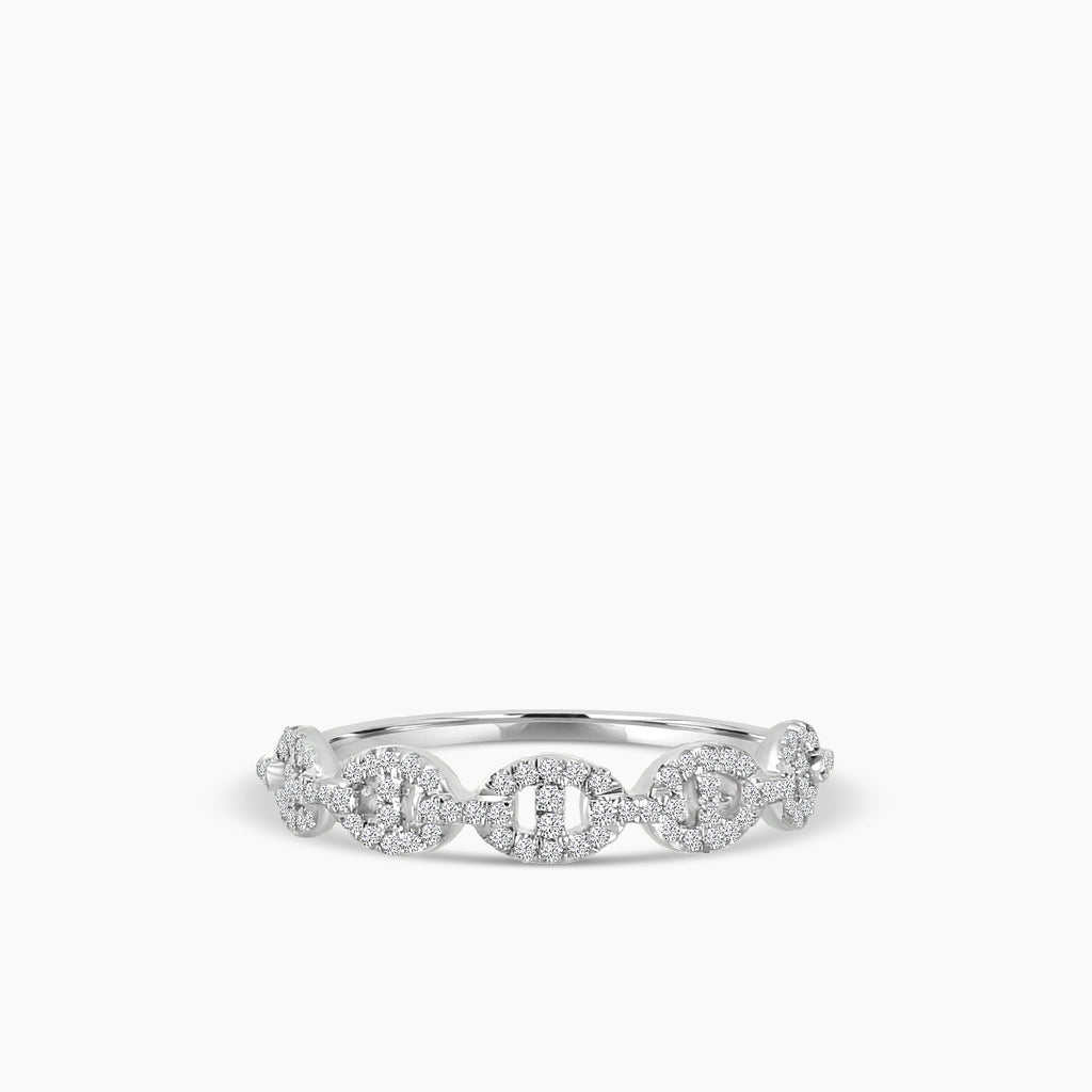 14KW Classic 4 Prong 0.24 Ctw Diamond interlocking Oval Paperclip Ring