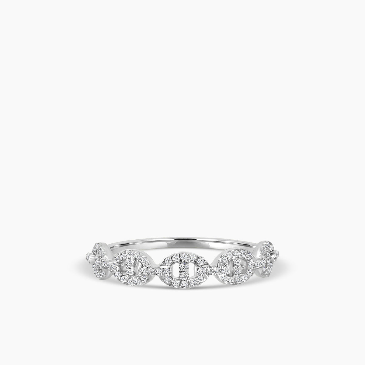 14KW Classic 4 Prong 0.24 Ctw Diamond interlocking Oval Paperclip Ring