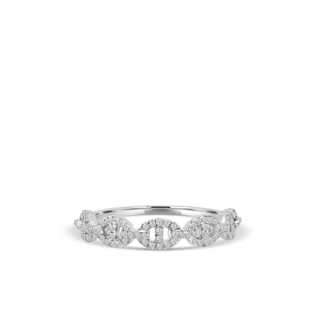 14KW Classic 4 Prong 0.24 Ctw Diamond interlocking Oval Paperclip Ring
