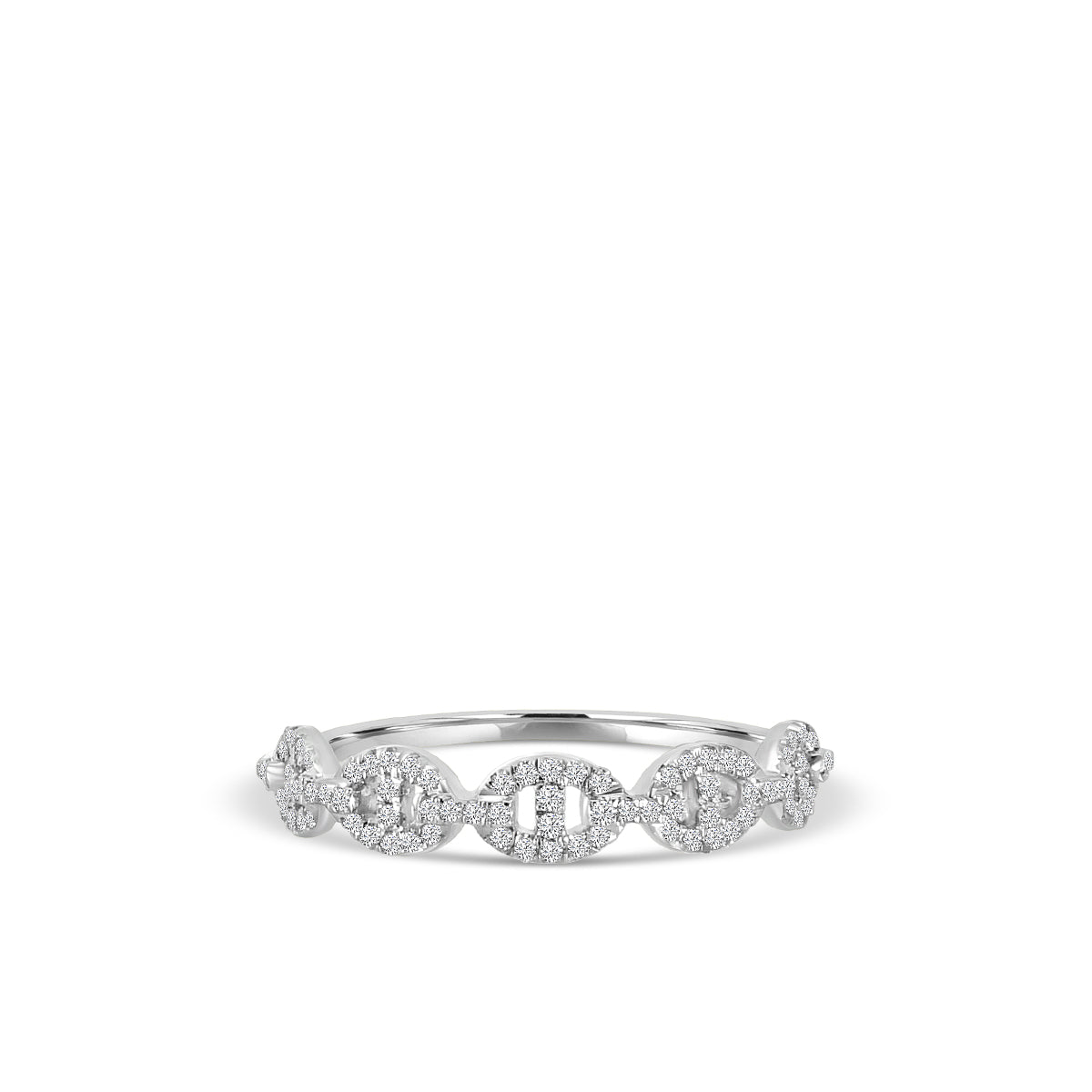 14KW Classic 4 Prong 0.24 Ctw Diamond interlocking Oval Paperclip Ring