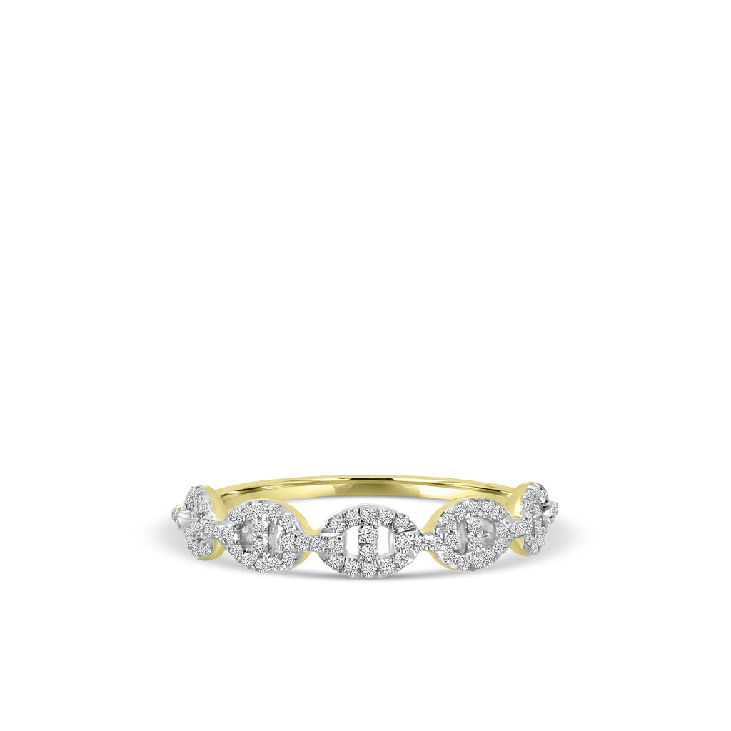 14KW Classic 4 Prong 0.24 Ctw Diamond interlocking Oval Paperclip Ring