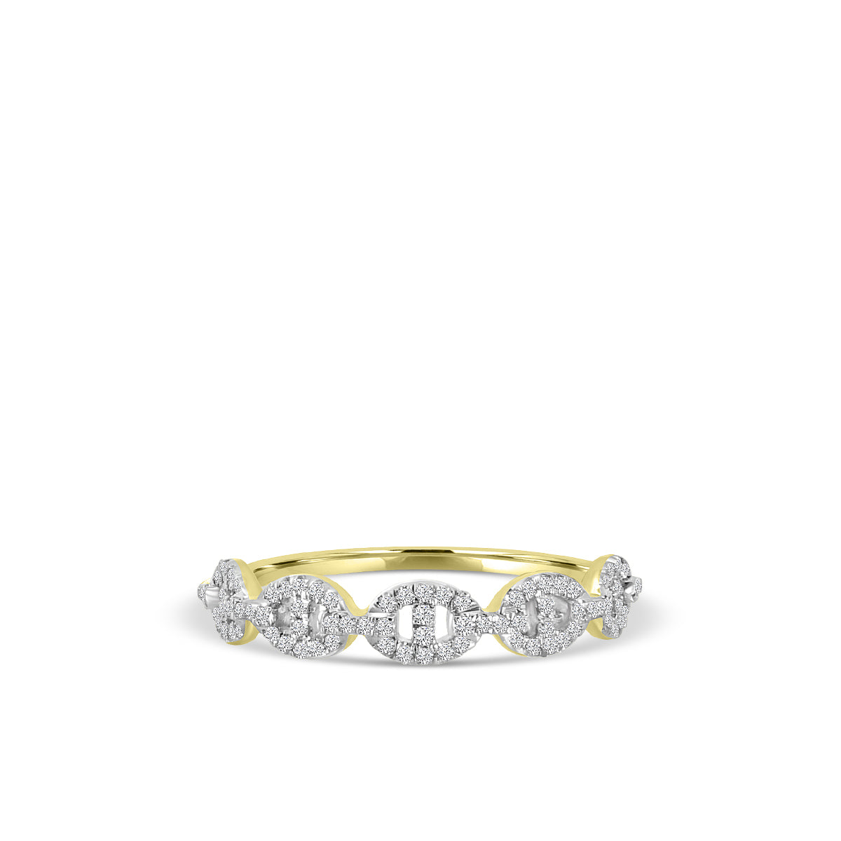 14KW Classic 4 Prong 0.24 Ctw Diamond interlocking Oval Paperclip Ring